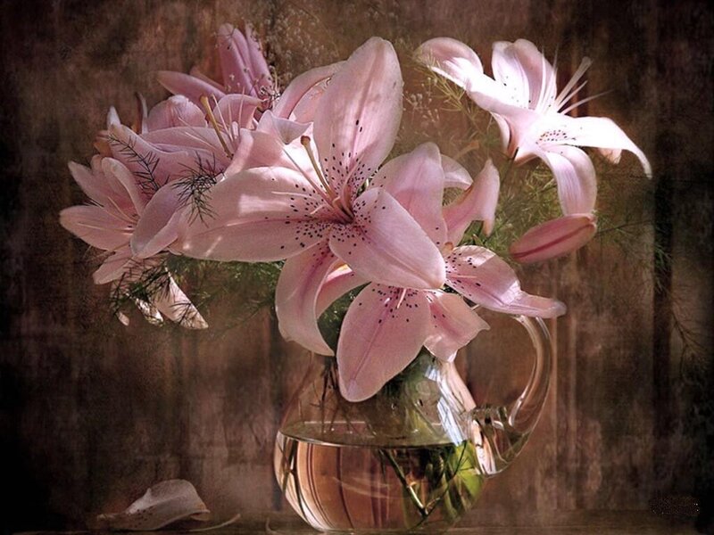 Pink Lilies in Vase — Serene