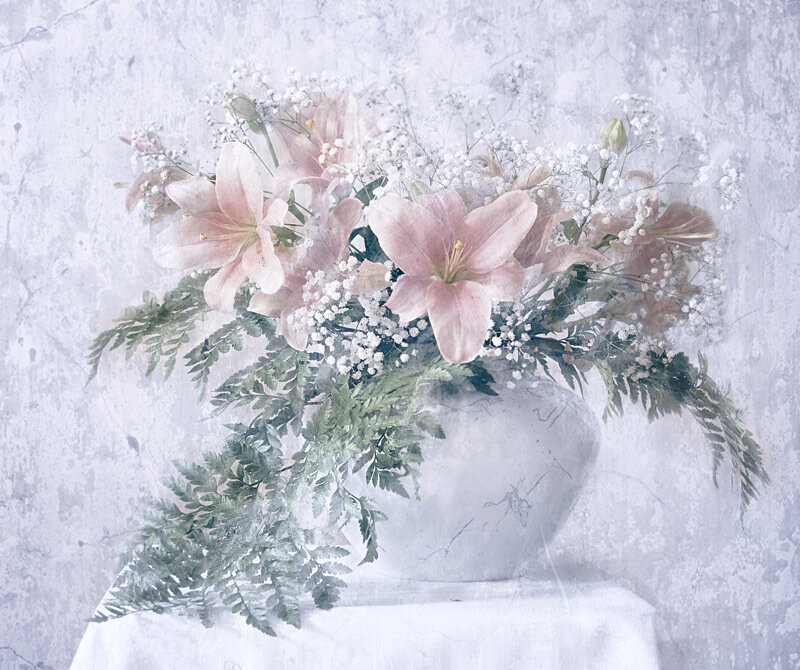 Pink Lilies in Vase