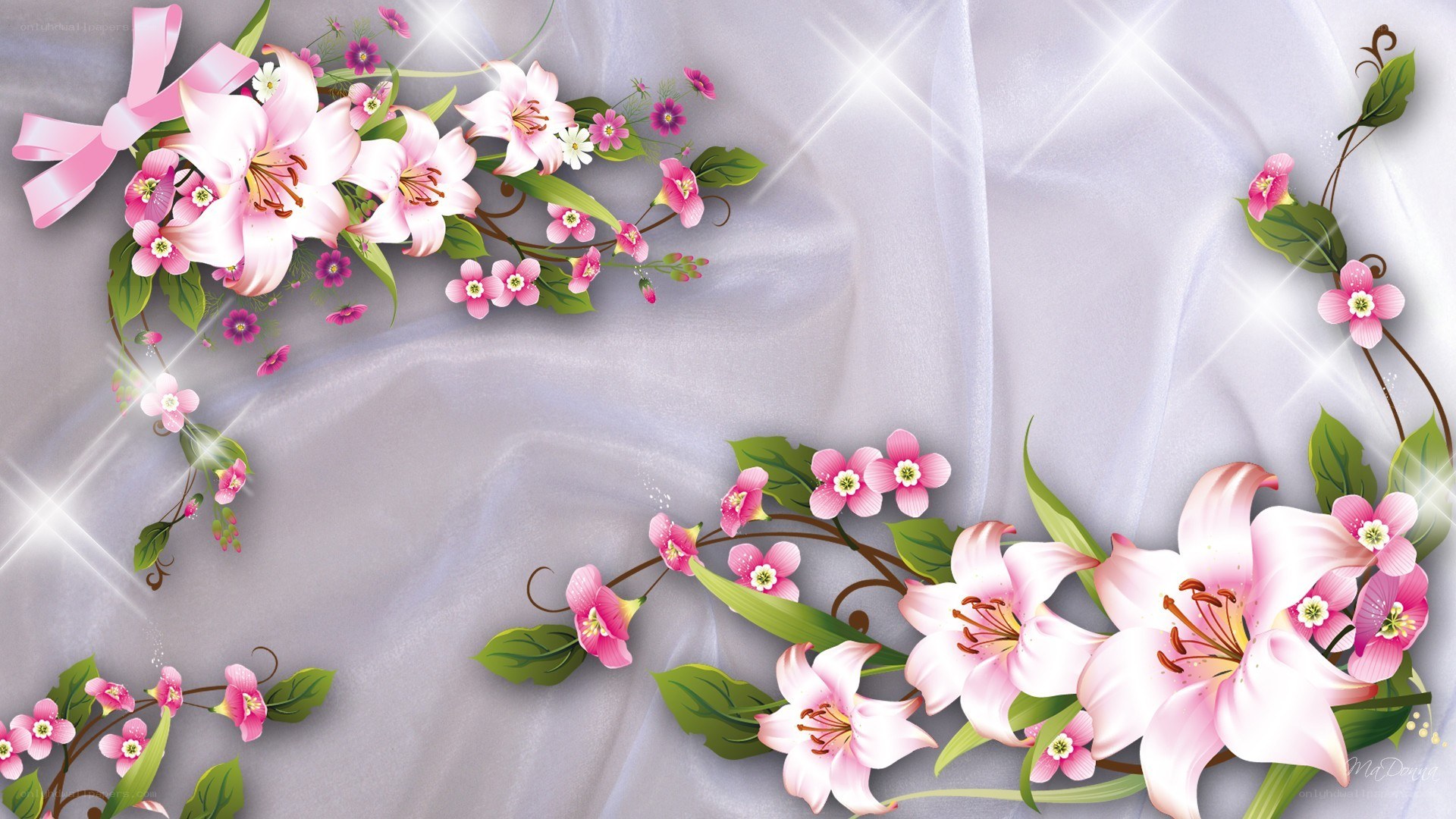 pink lilies on fabric