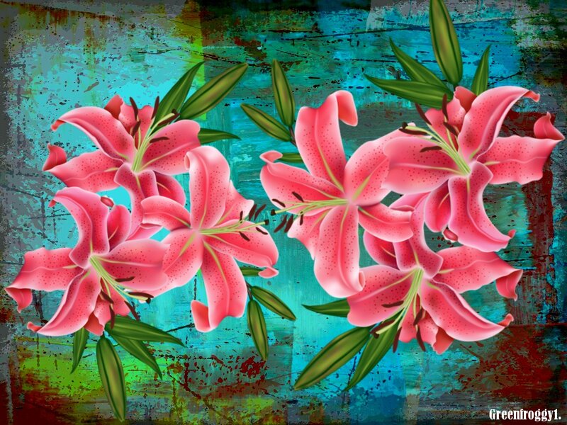 Pink Lilies on Textured Background