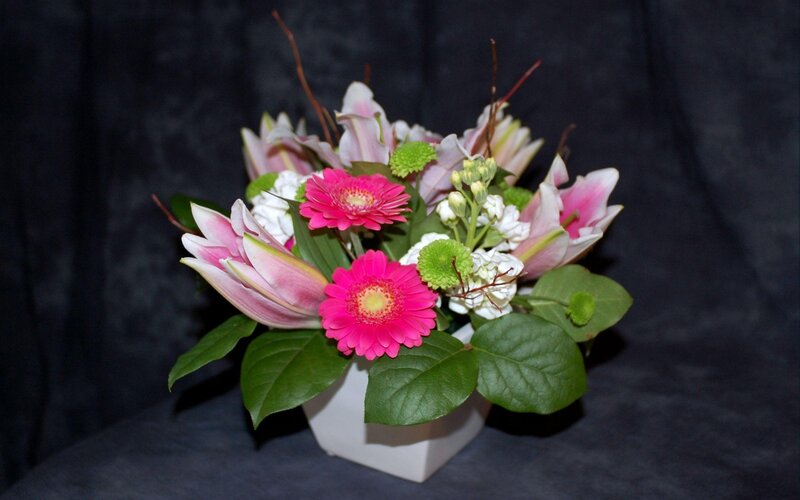 Pink lily and gerbera arrangement