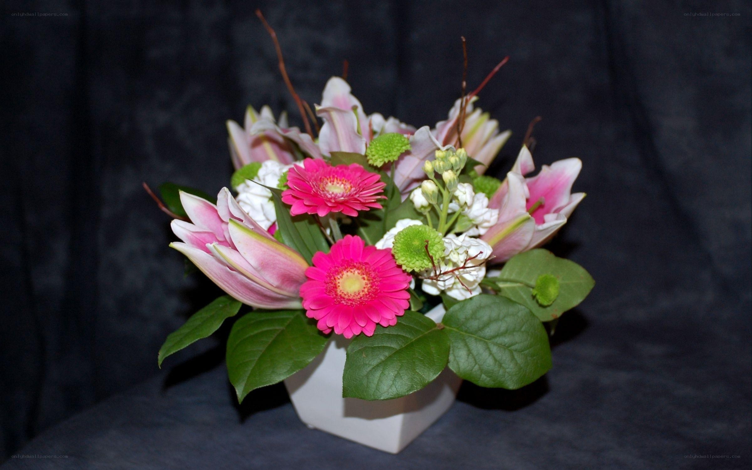 Pink lily and gerbera arrangement