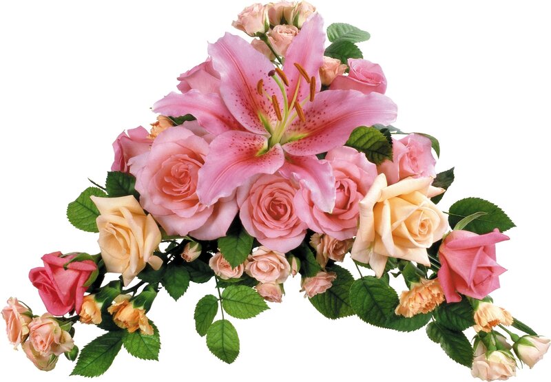 pink lily and rose bouquet