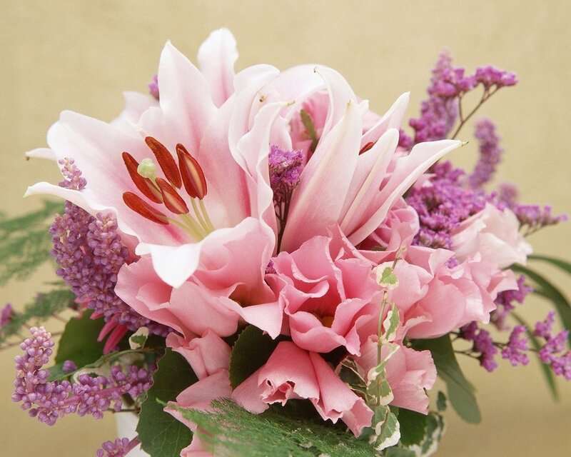 Pink Lily Bouquet — Calm, Photograph, Purple Flowers