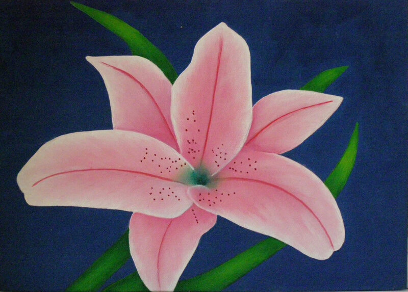 Pink Lily Flower — Calm, Painting