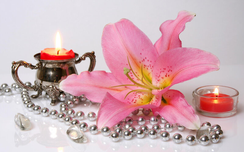 Pink Lily with Candles — Serene