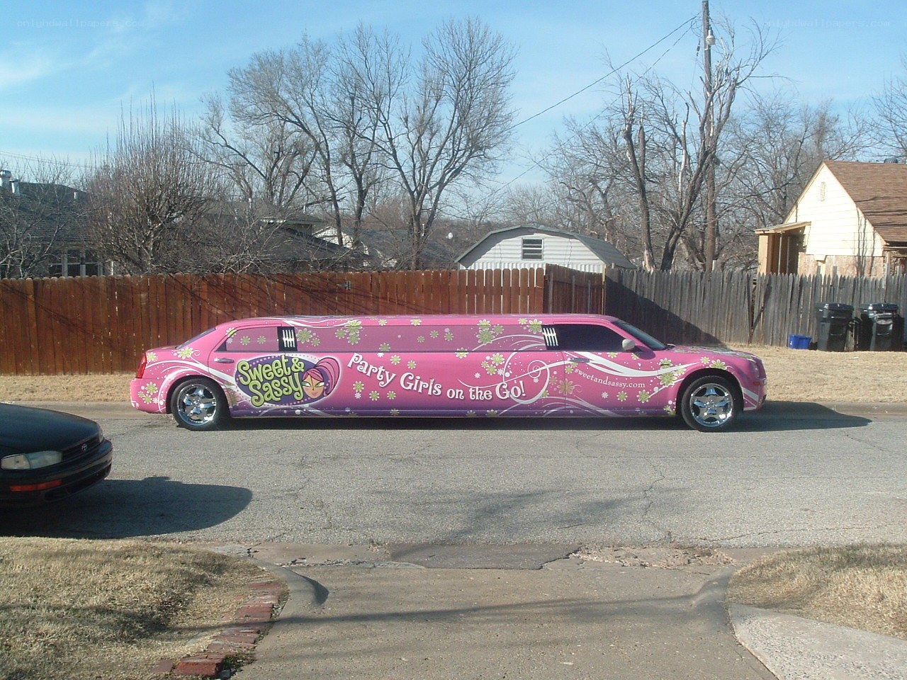 Pink limo with branding