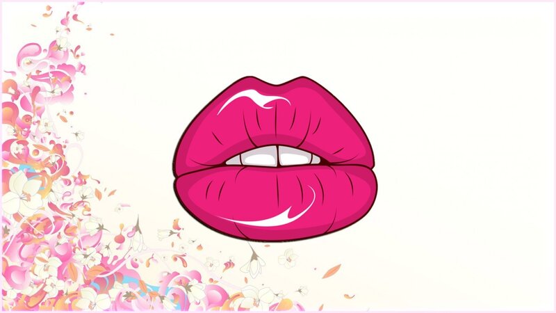 Pink Lips with Flowers — Playful