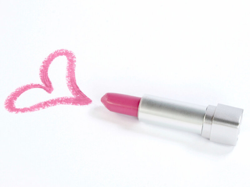 Pink lipstick with heart drawing