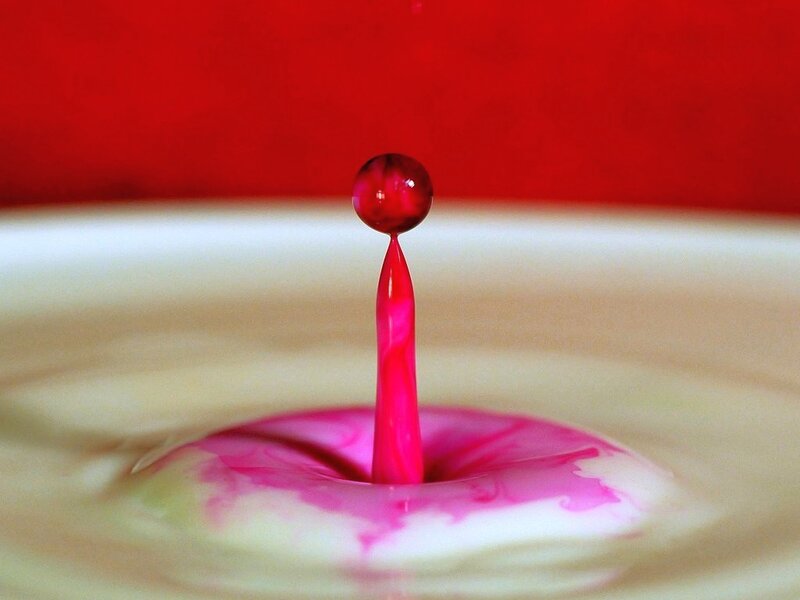 pink liquid drop impact