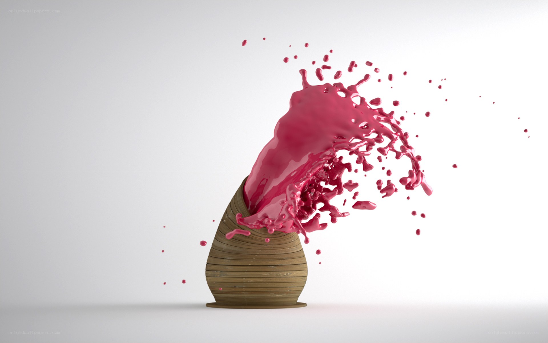 Pink liquid splashing from vase
