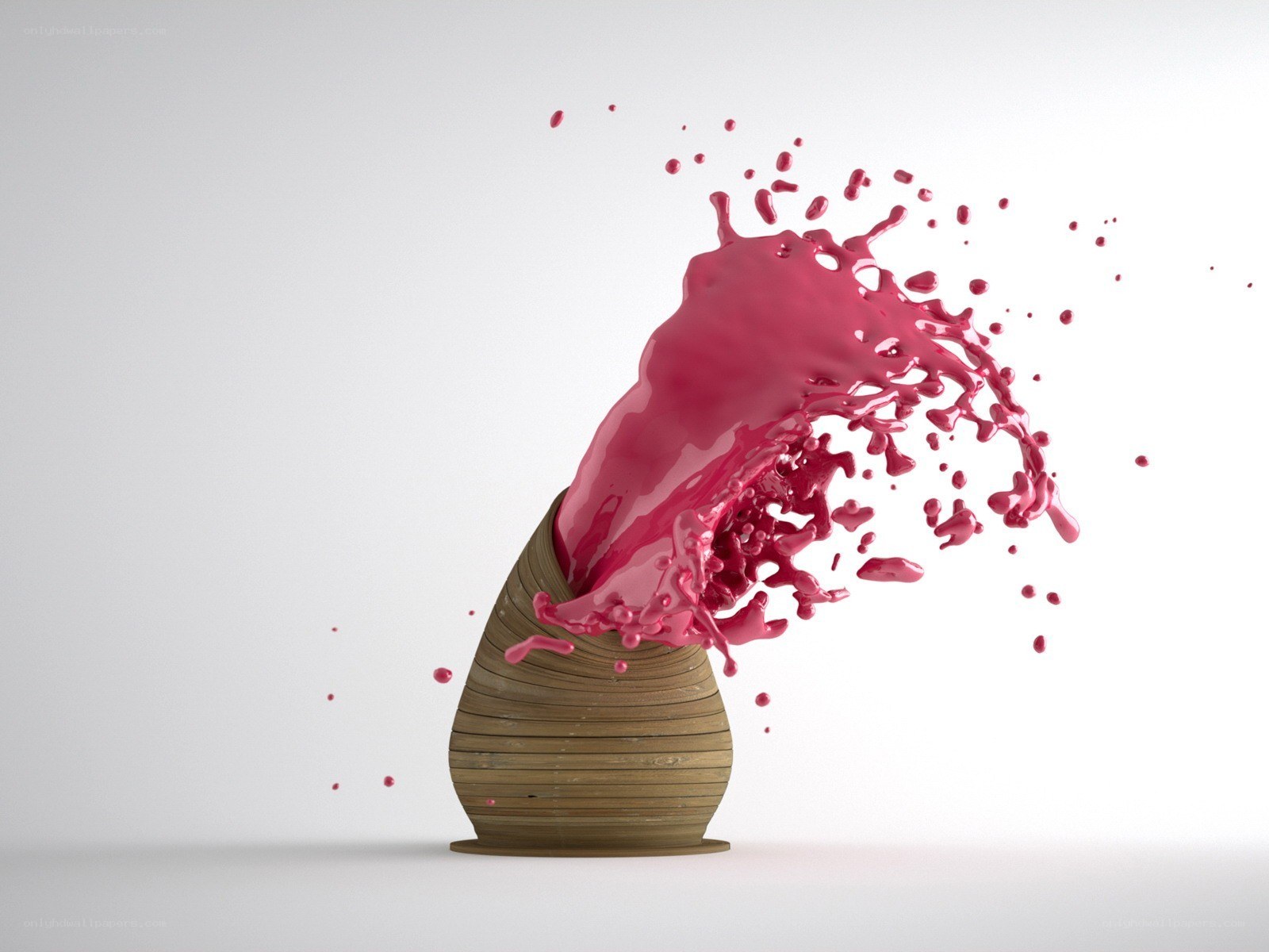Pink liquid splashing from vase