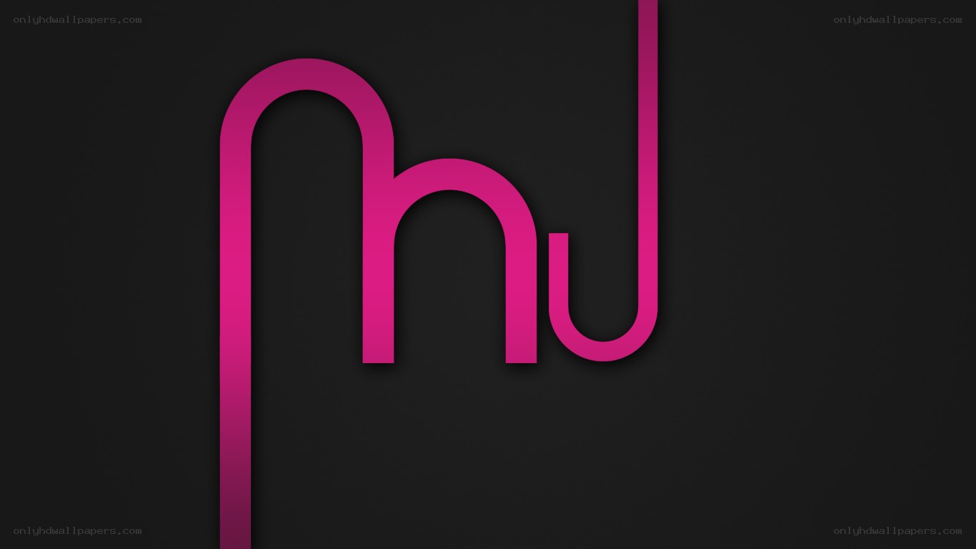 pink logo on black background