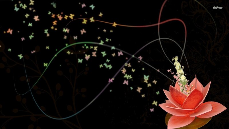 Pink Lotus Flower — Black