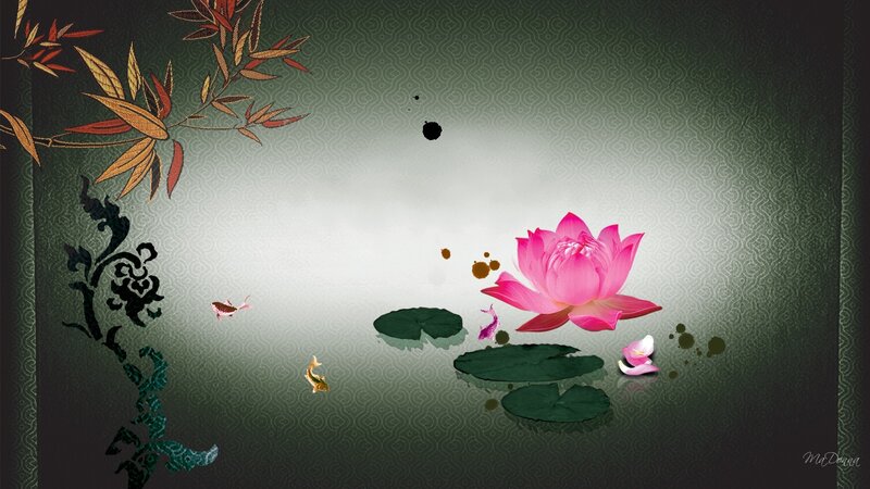 Pink Lotus Flower — Green, Serene