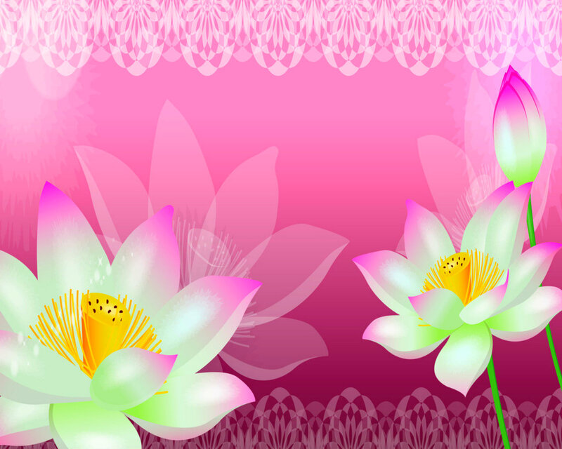 Pink Lotus Flowers — Serene, Digital Art, Blossoms