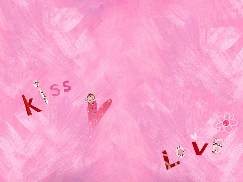 pink love and kiss illustration