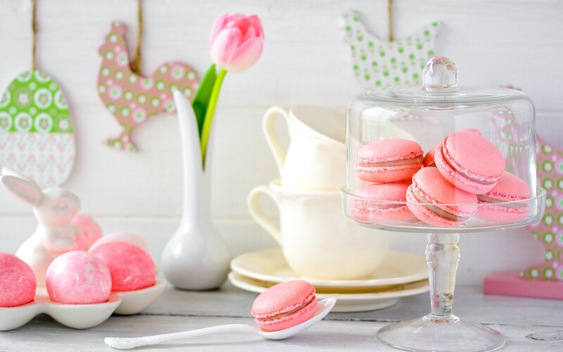 Pink macarons and Easter decor