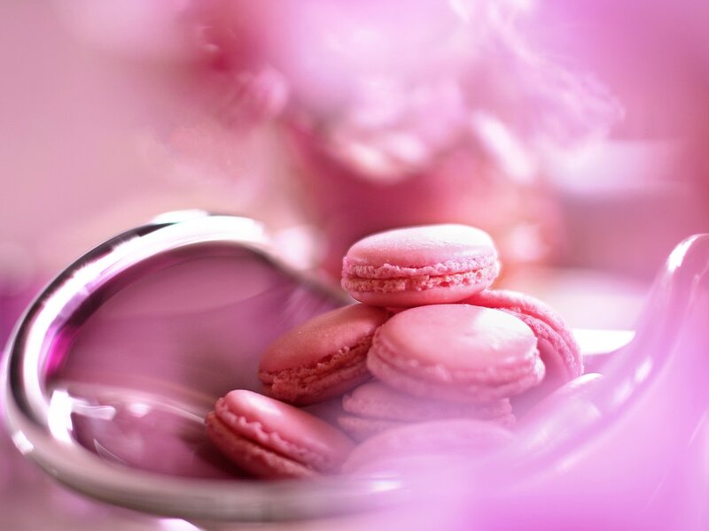 Pink Macarons in Bowl