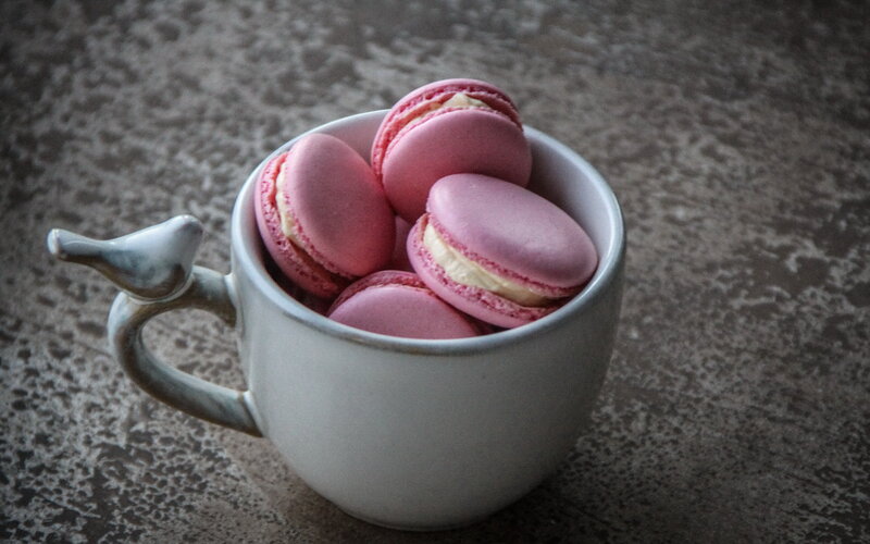 Pink Macarons in Cup
