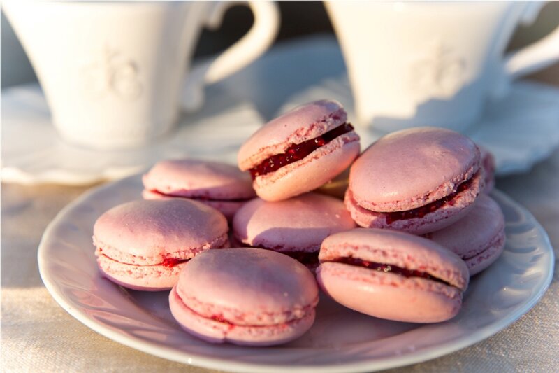 Pink Macarons on Plate — Serene