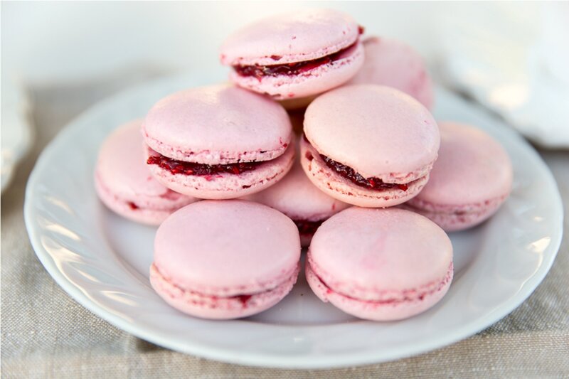 Pink Macarons on Plate