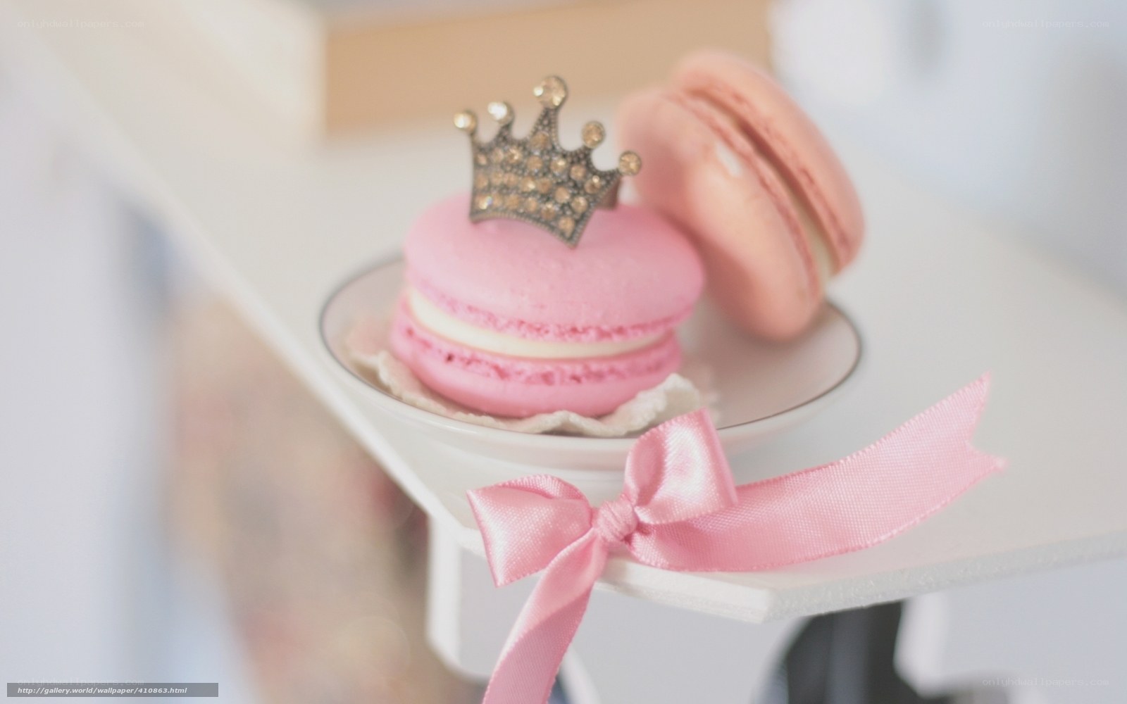 Pink macarons with crown