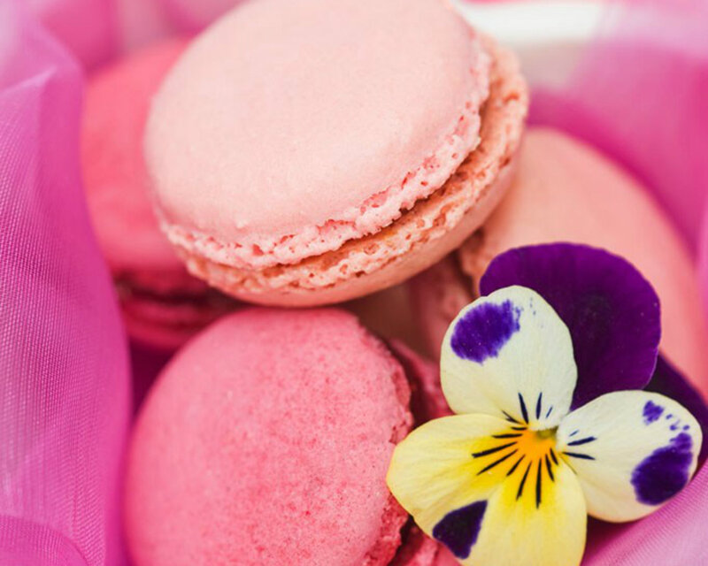 Pink Macarons with Flower