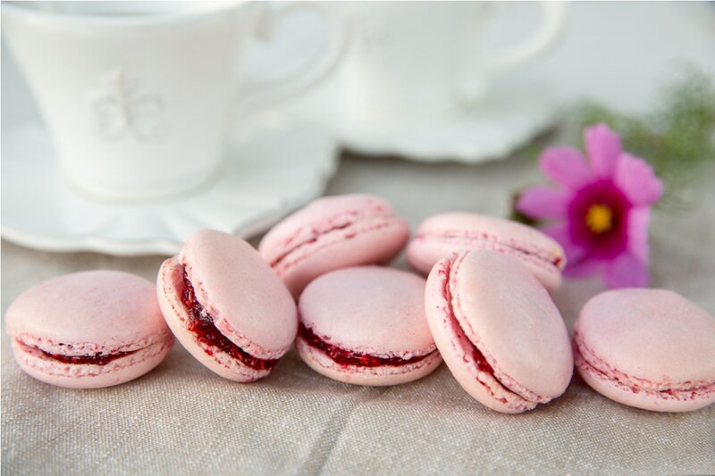 Pink Macarons with Jam