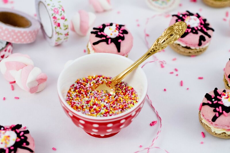 Pink Macarons with Sprinkles