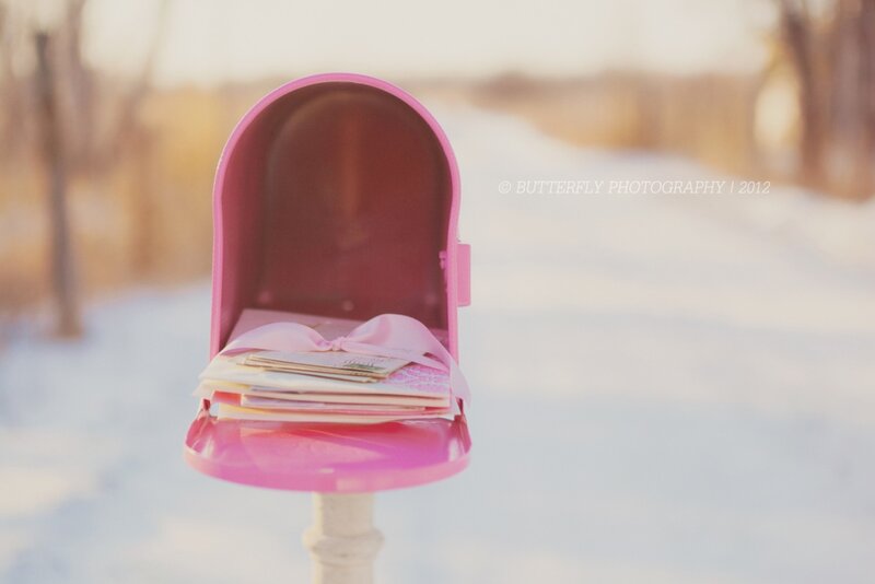 Pink Mailbox with Letters