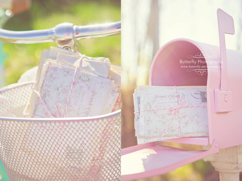 Pink Mailbox with Postcards
