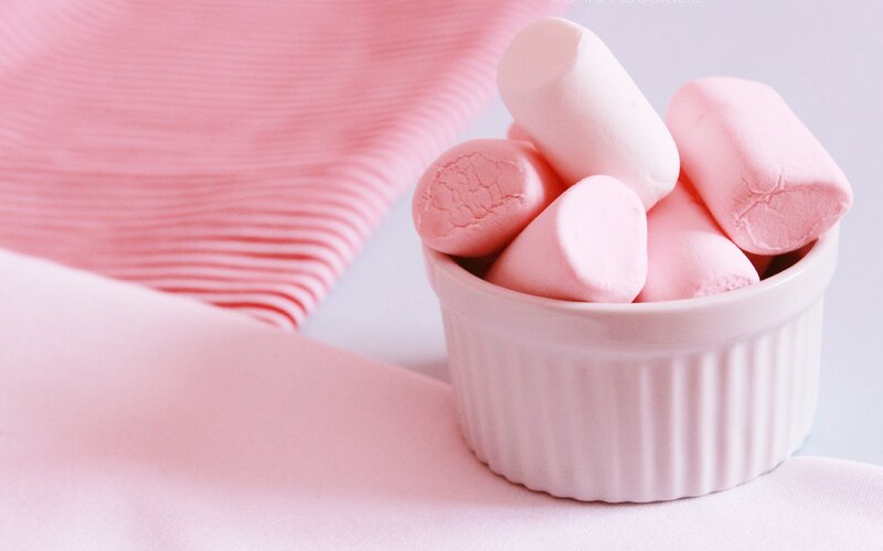 Pink Marshmallows in Bowl