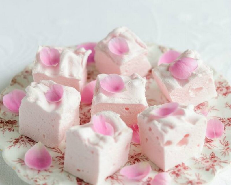 Pink Marshmallows on Plate