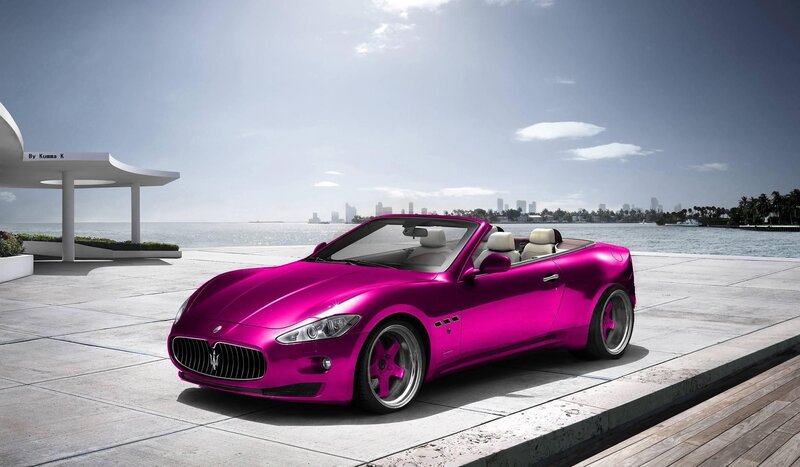 pink Maserati convertible
