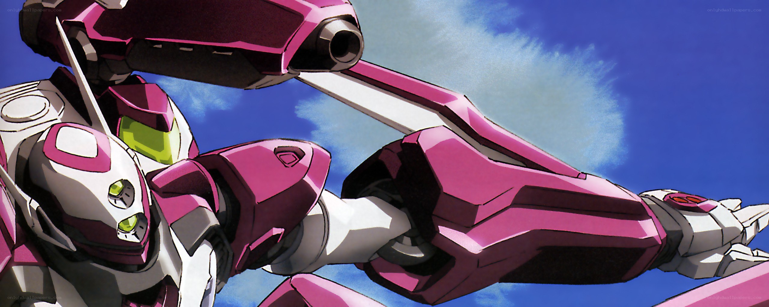 pink mecha in action