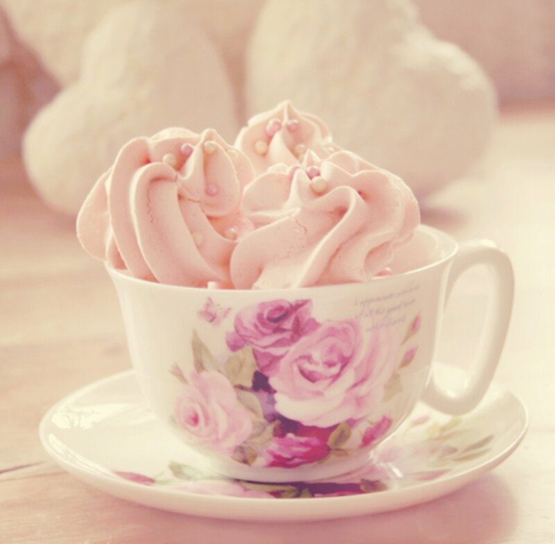 Pink Meringue in Teacup
