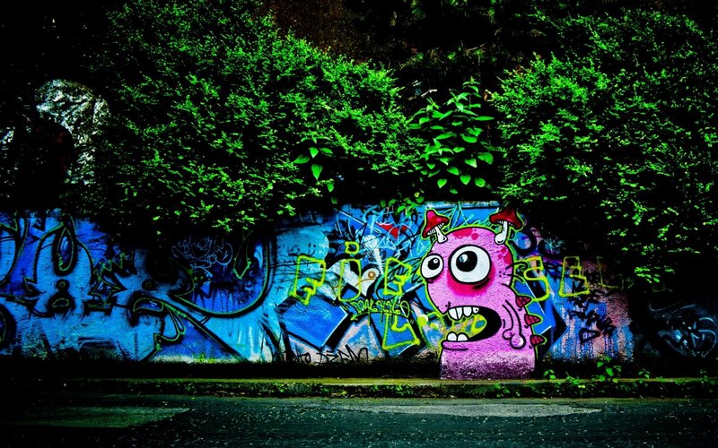 Pink Monster Graffiti — Green