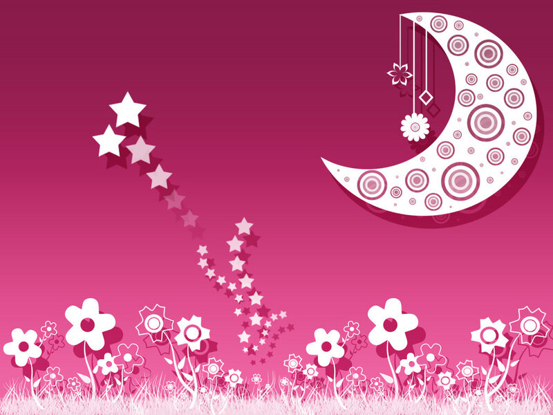 pink moon and stars wallpaper