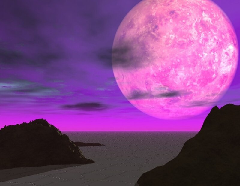 Pink Moon over Sea