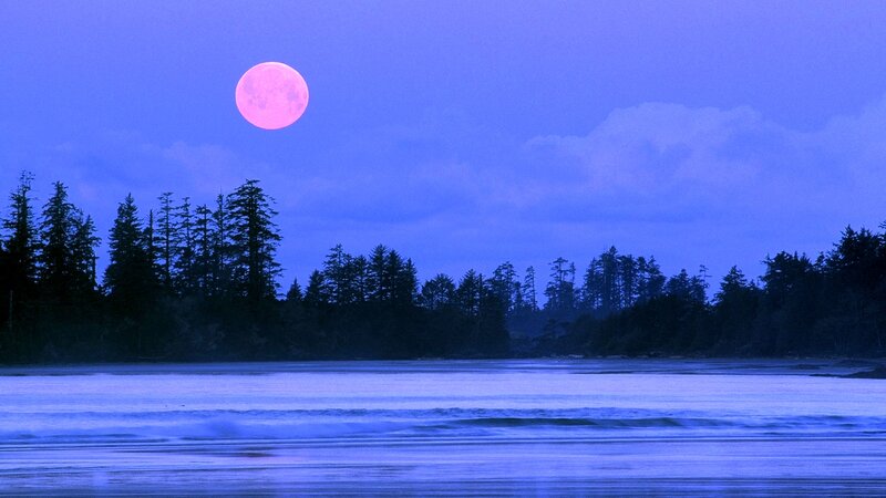 Pink Moon over Water — Blue