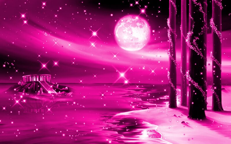 Pink Moon over Water — Magenta, Dreamy