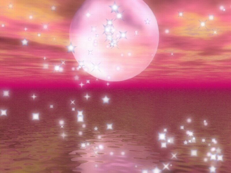 pink moon over water