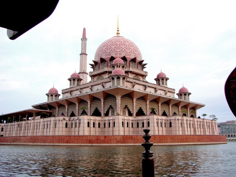 Pink mosque on water