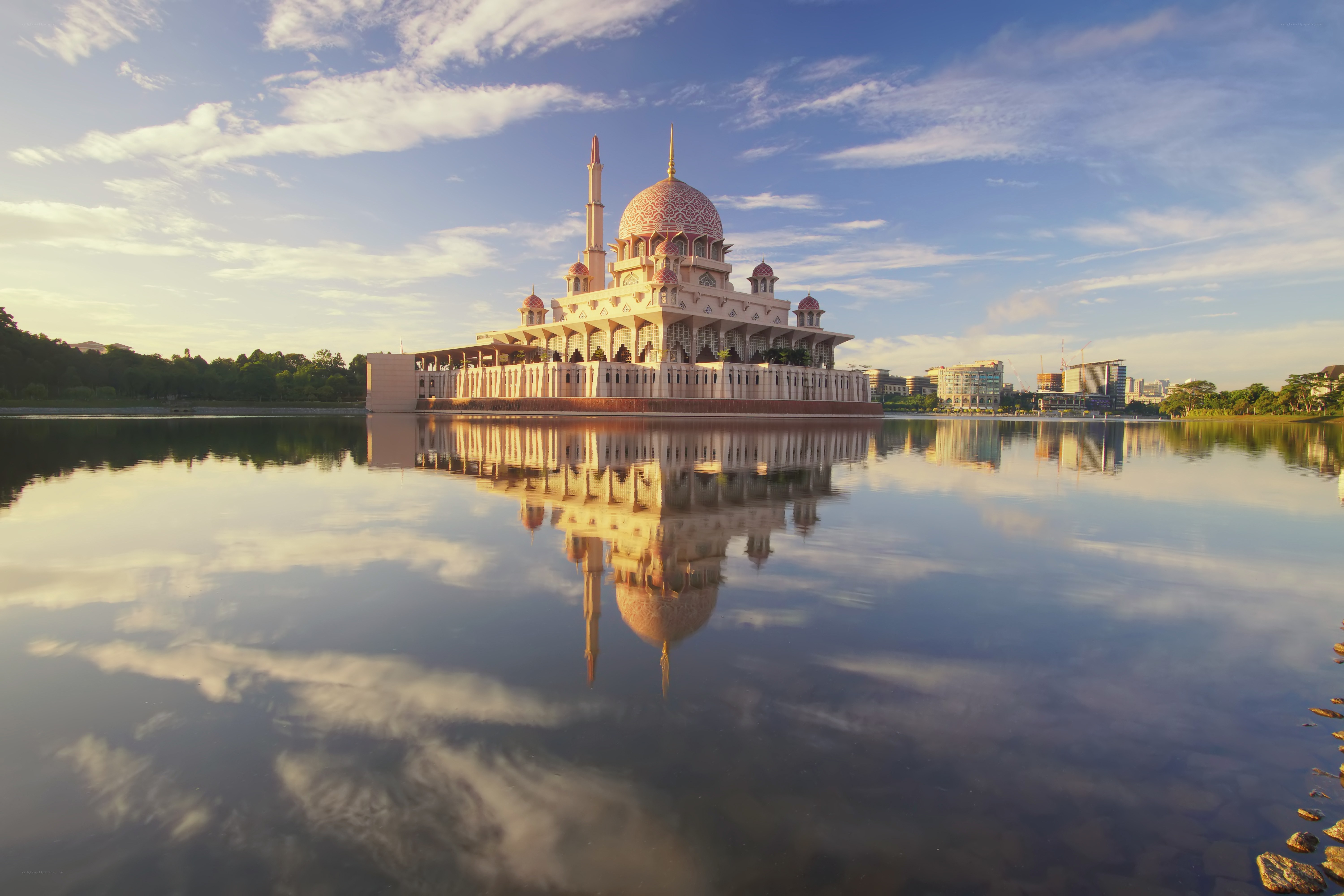 Pink Mosque reflection at sunrise