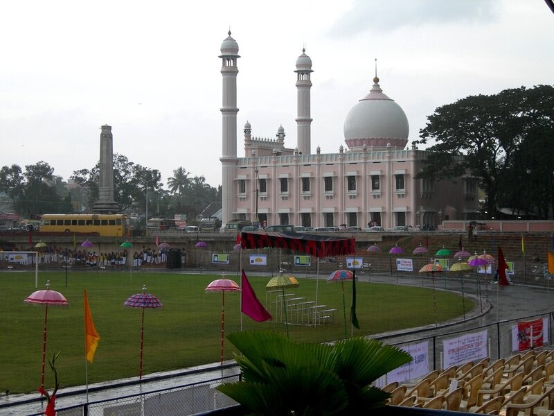 Pink mosque with minarets