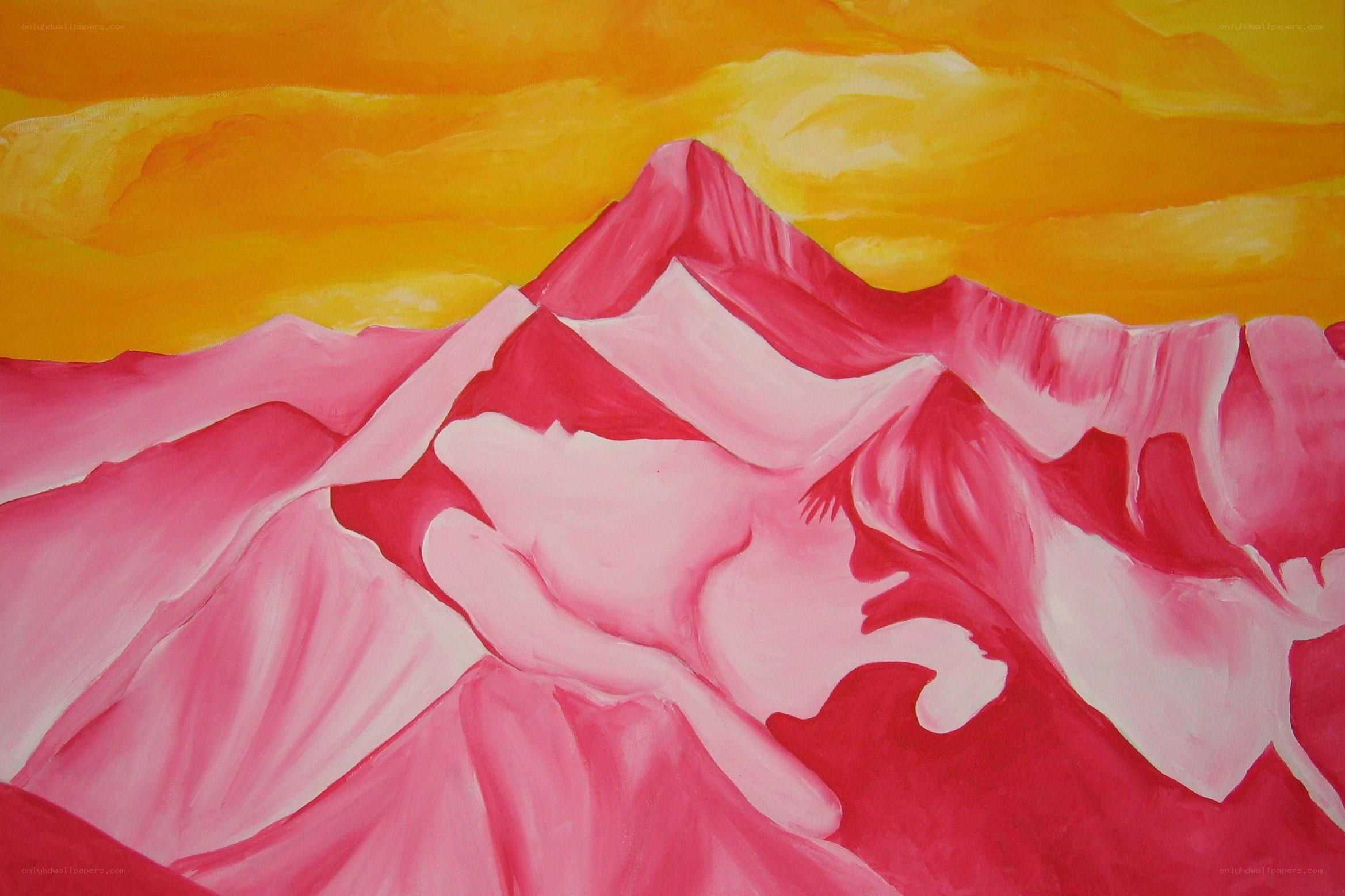 Pink mountains at sunset