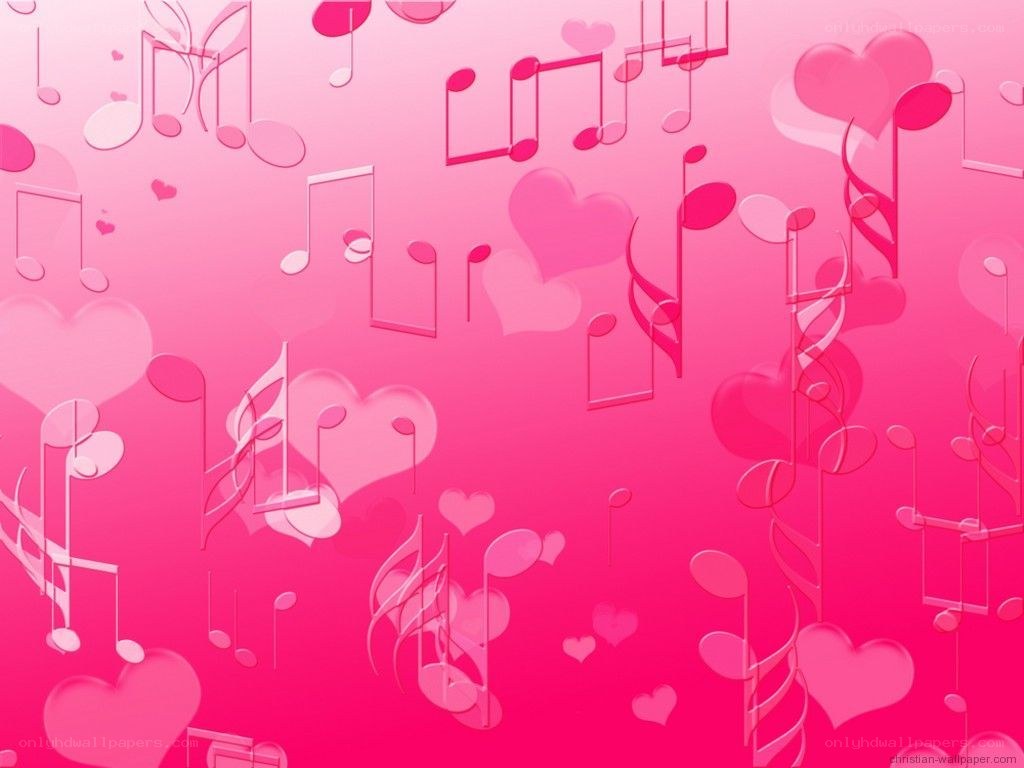 pink music and hearts background