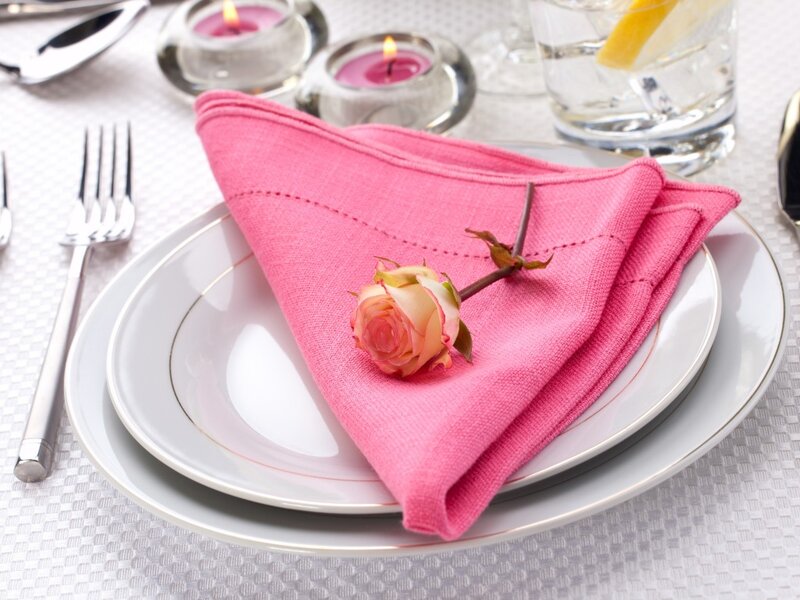 Pink Napkin with Rose