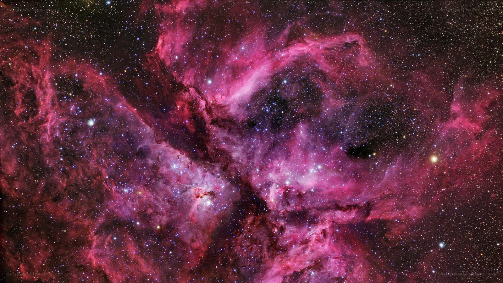Pink nebula in space